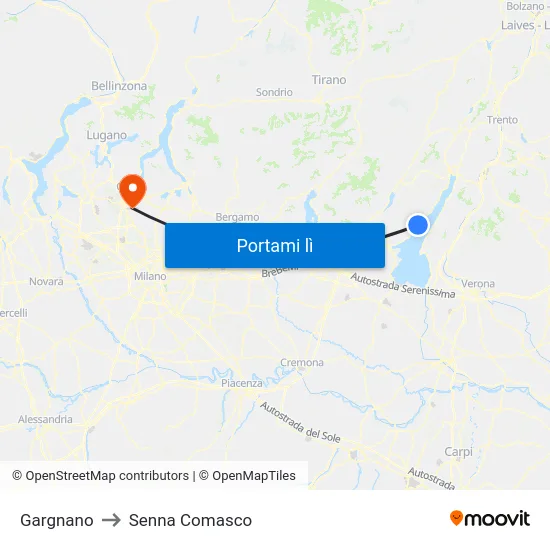 Gargnano to Senna Comasco map