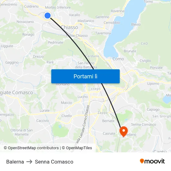 Balerna to Senna Comasco map