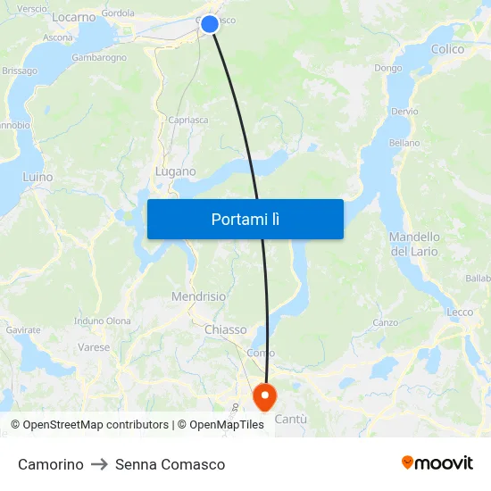 Camorino to Senna Comasco map