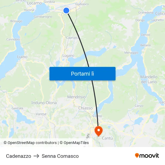 Cadenazzo to Senna Comasco map