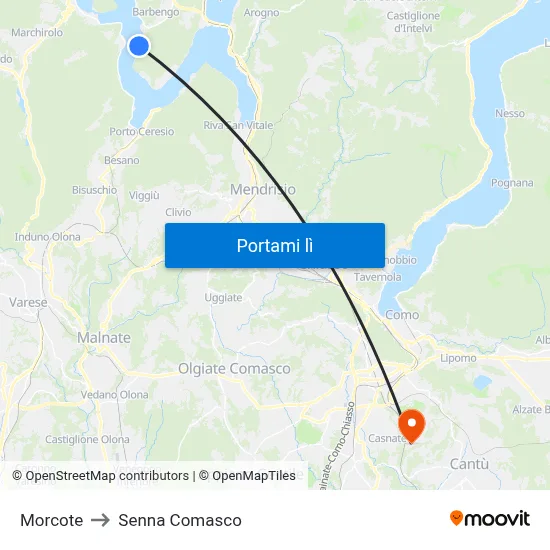 Morcote to Senna Comasco map