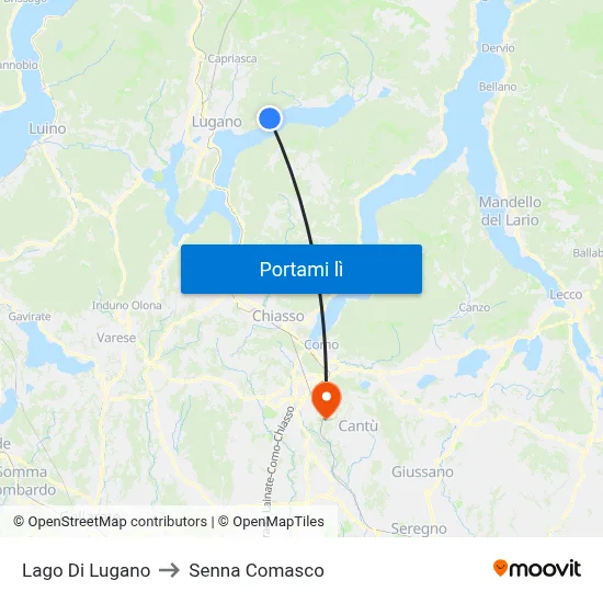 Lago Di Lugano to Senna Comasco map