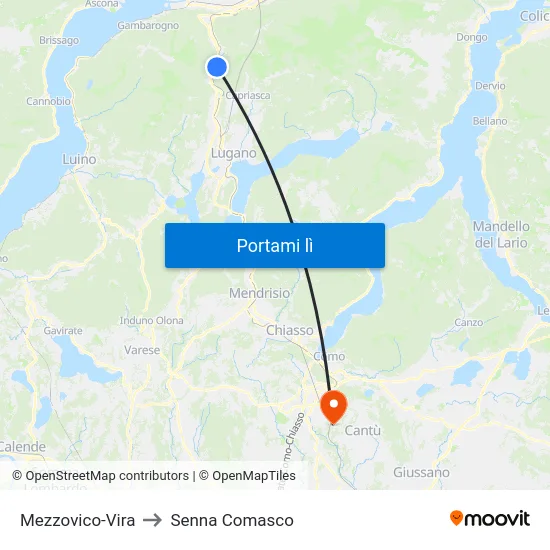 Mezzovico-Vira to Senna Comasco map