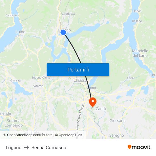 Lugano to Senna Comasco map