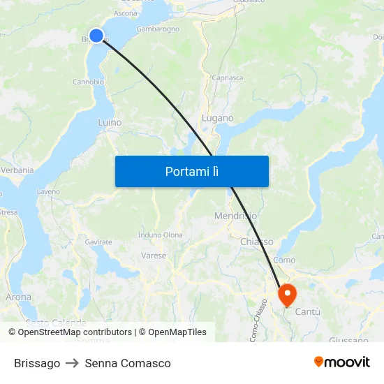 Brissago to Senna Comasco map