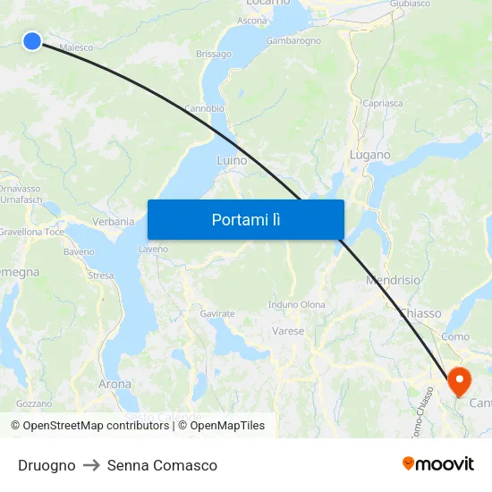 Druogno to Senna Comasco map