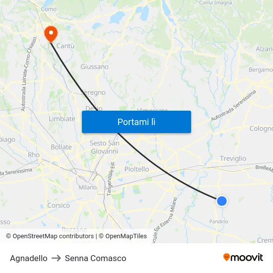 Agnadello to Senna Comasco map