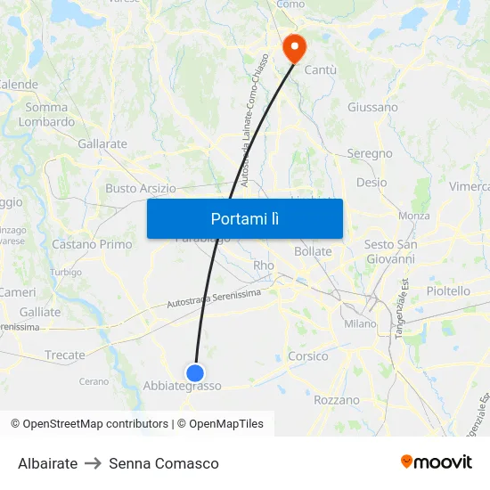 Albairate to Senna Comasco map