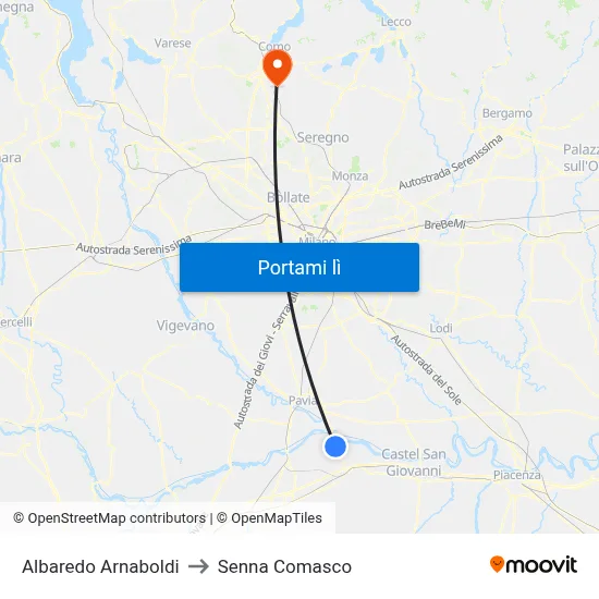 Albaredo Arnaboldi to Senna Comasco map