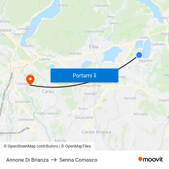 Annone Di Brianza to Senna Comasco map
