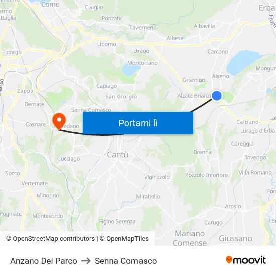 Anzano Del Parco to Senna Comasco map