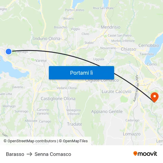 Barasso to Senna Comasco map