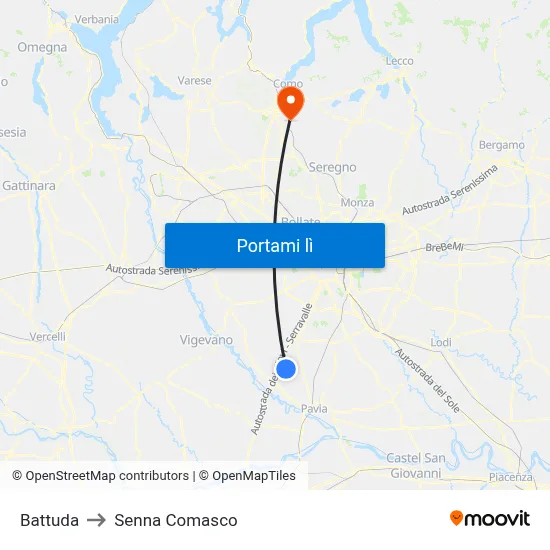 Battuda to Senna Comasco map