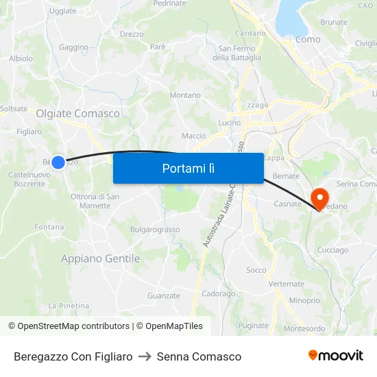 Beregazzo Con Figliaro to Senna Comasco map