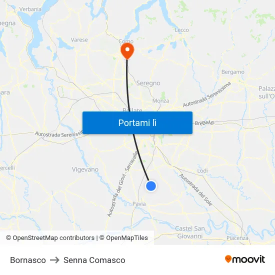 Bornasco to Senna Comasco map