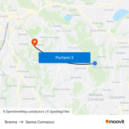 Brenna to Senna Comasco map