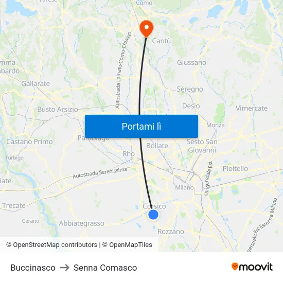 Buccinasco to Senna Comasco map