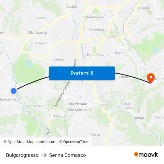 Bulgarograsso to Senna Comasco map