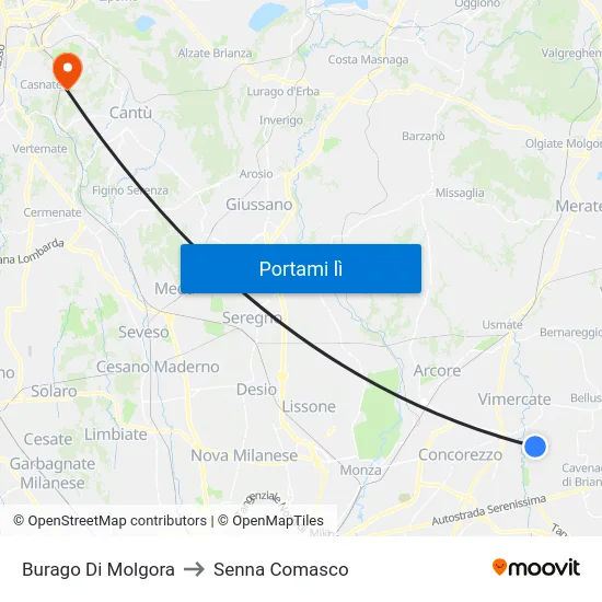 Burago Di Molgora to Senna Comasco map