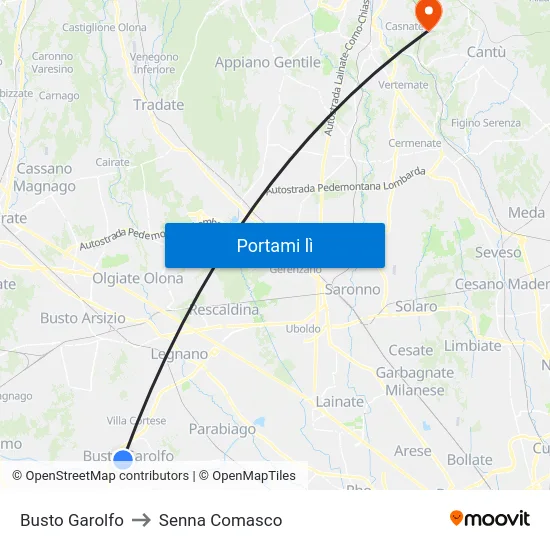 Busto Garolfo to Senna Comasco map