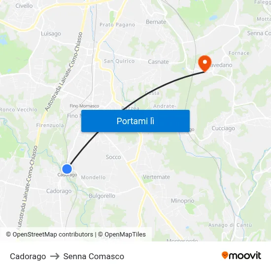 Cadorago to Senna Comasco map