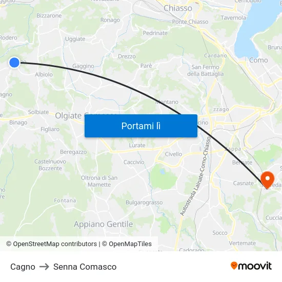 Cagno to Senna Comasco map
