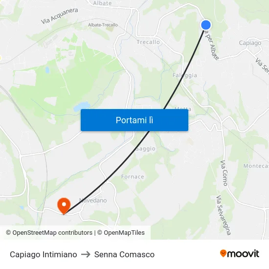 Capiago Intimiano to Senna Comasco map