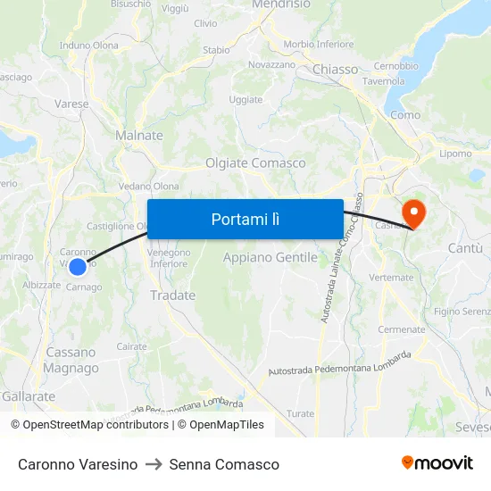 Caronno Varesino to Senna Comasco map
