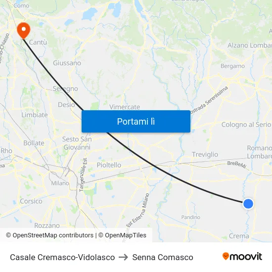 Casale Cremasco-Vidolasco to Senna Comasco map