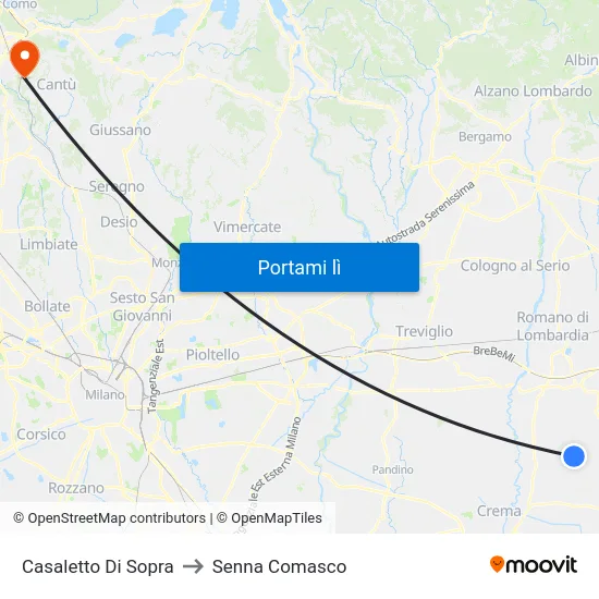 Casaletto Di Sopra to Senna Comasco map