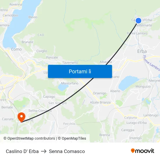 Caslino D' Erba to Senna Comasco map