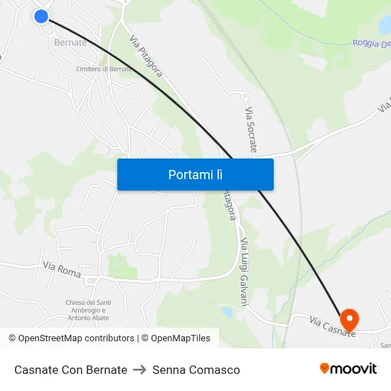 Casnate Con Bernate to Senna Comasco map