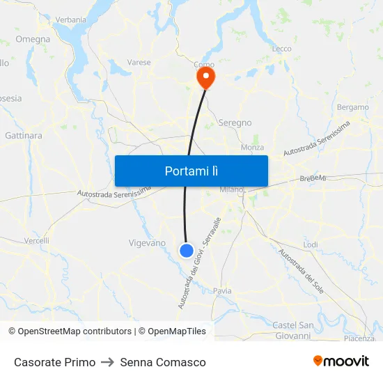Casorate Primo to Senna Comasco map