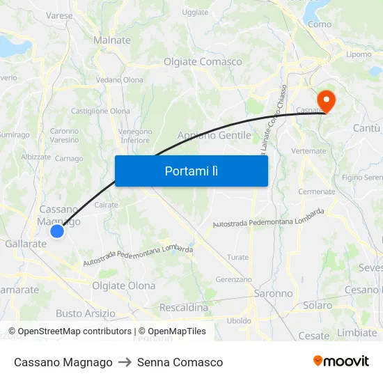 Cassano Magnago to Senna Comasco map