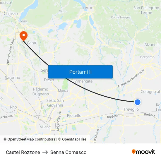 Castel Rozzone to Senna Comasco map