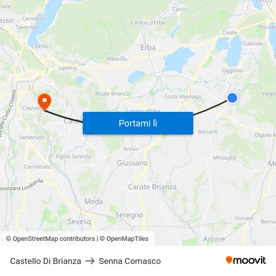 Castello Di Brianza to Senna Comasco map