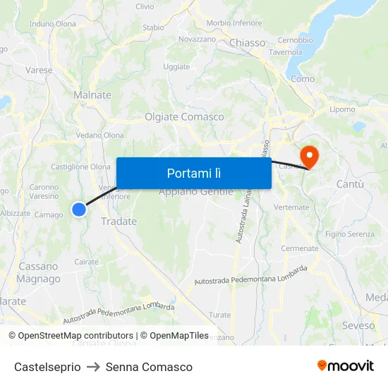 Castelseprio to Senna Comasco map