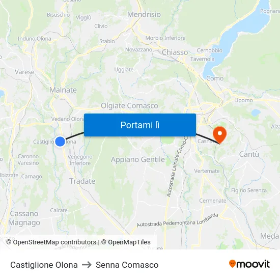 Castiglione Olona to Senna Comasco map