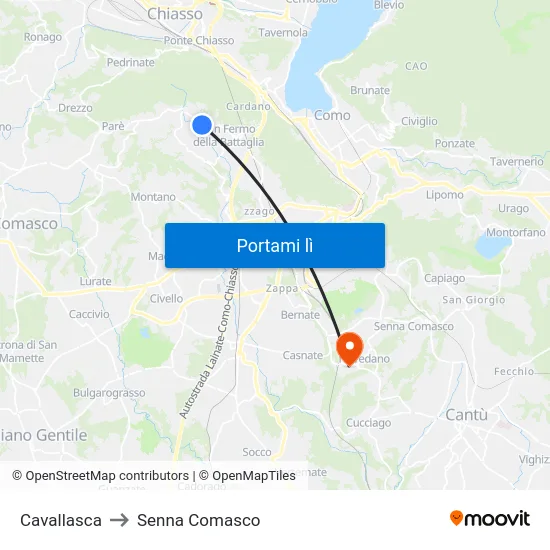 Cavallasca to Senna Comasco map