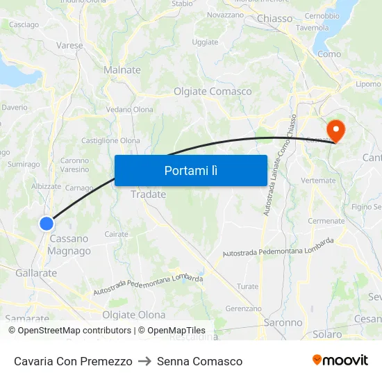 Cavaria Con Premezzo to Senna Comasco map
