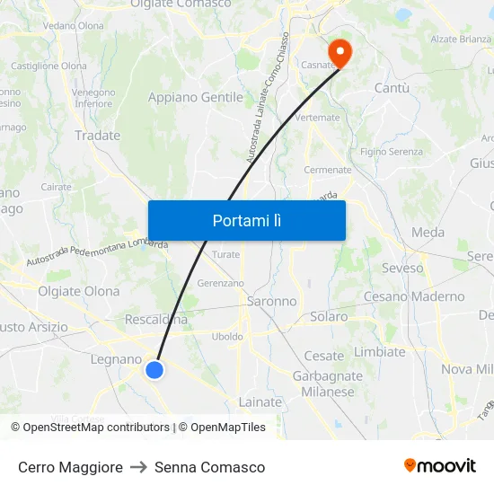 Cerro Maggiore to Senna Comasco map