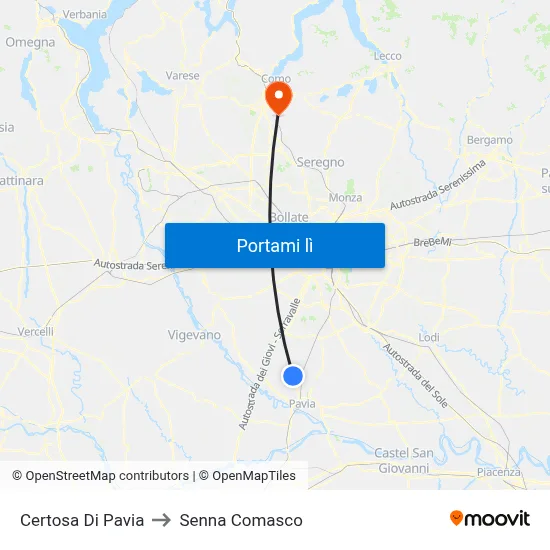 Certosa Di Pavia to Senna Comasco map