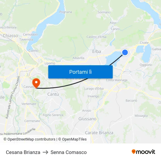 Cesana Brianza to Senna Comasco map