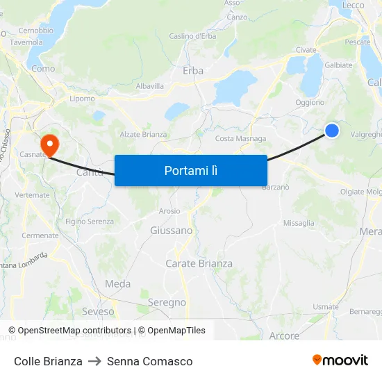 Colle Brianza to Senna Comasco map