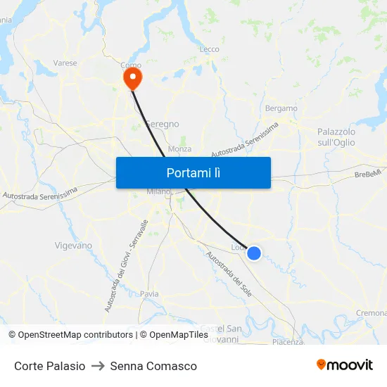 Corte Palasio to Senna Comasco map