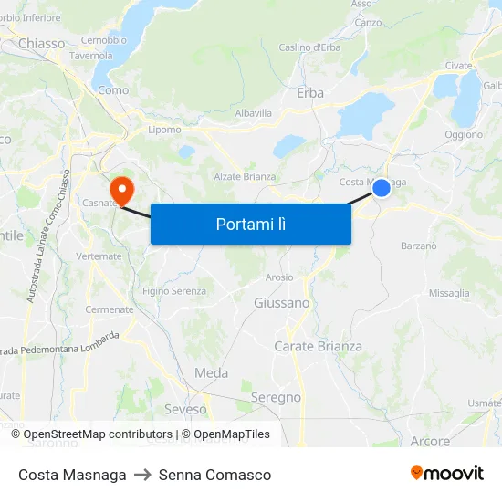 Costa Masnaga to Senna Comasco map