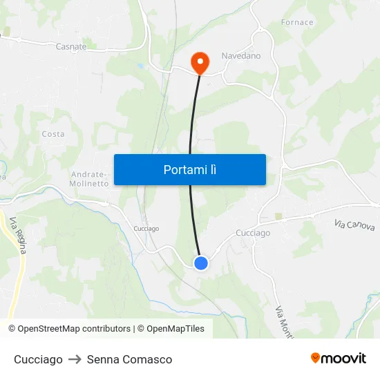 Cucciago to Senna Comasco map