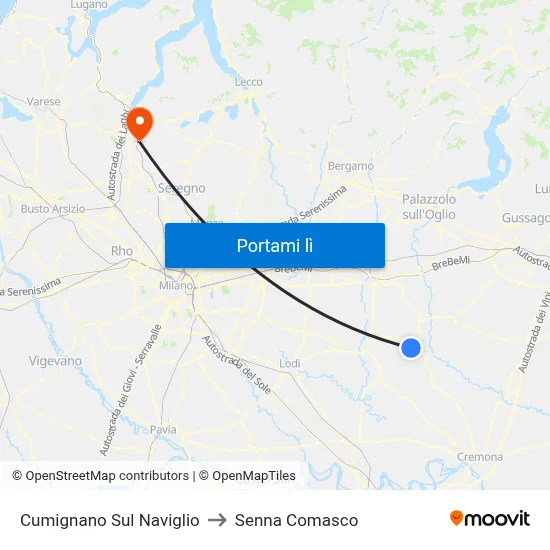 Cumignano Sul Naviglio to Senna Comasco map
