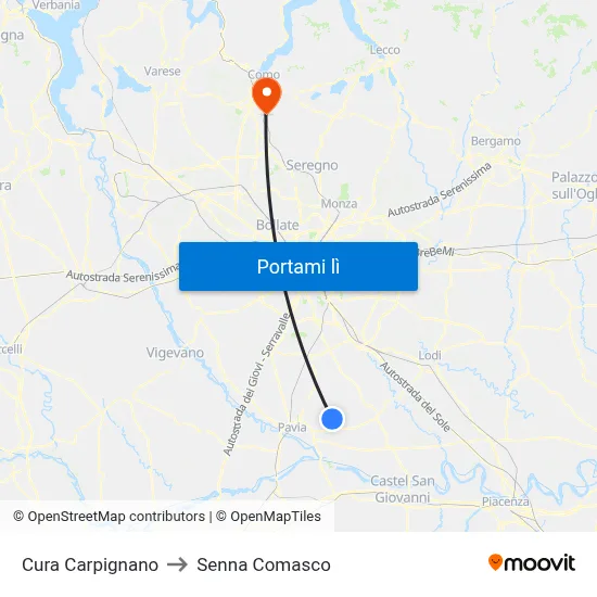 Cura Carpignano to Senna Comasco map