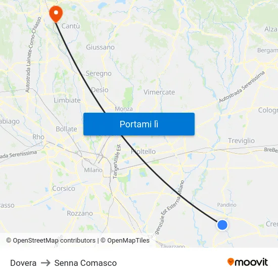 Dovera to Senna Comasco map